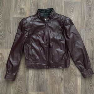 Women's Burgundy Faux Leather Jacket